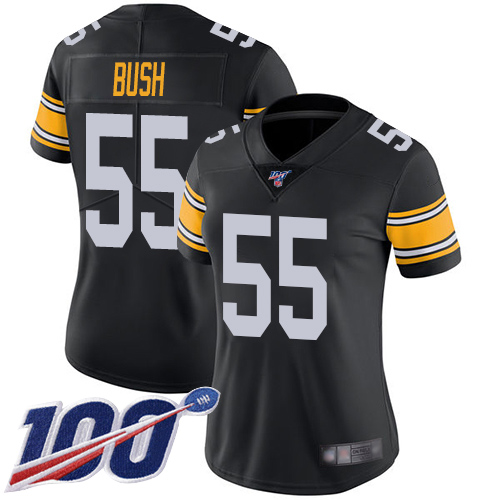 Women Pittsburgh Steelers Football #55 Limited Black Devin Bush Alternate 100th Season Vapor Untouchable Nike NFL Jersey